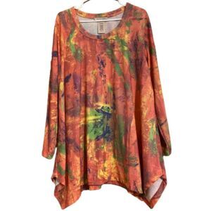 philosophy WOMEN’s VIBRANT PINK MULTI ABSTRACT PRINT TUNIC FLOWY TOP Size-XXL